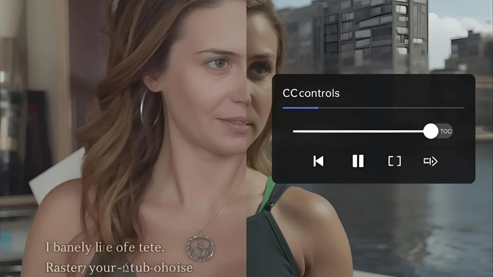 Split video showing open captions always visible and closed captions toggled.