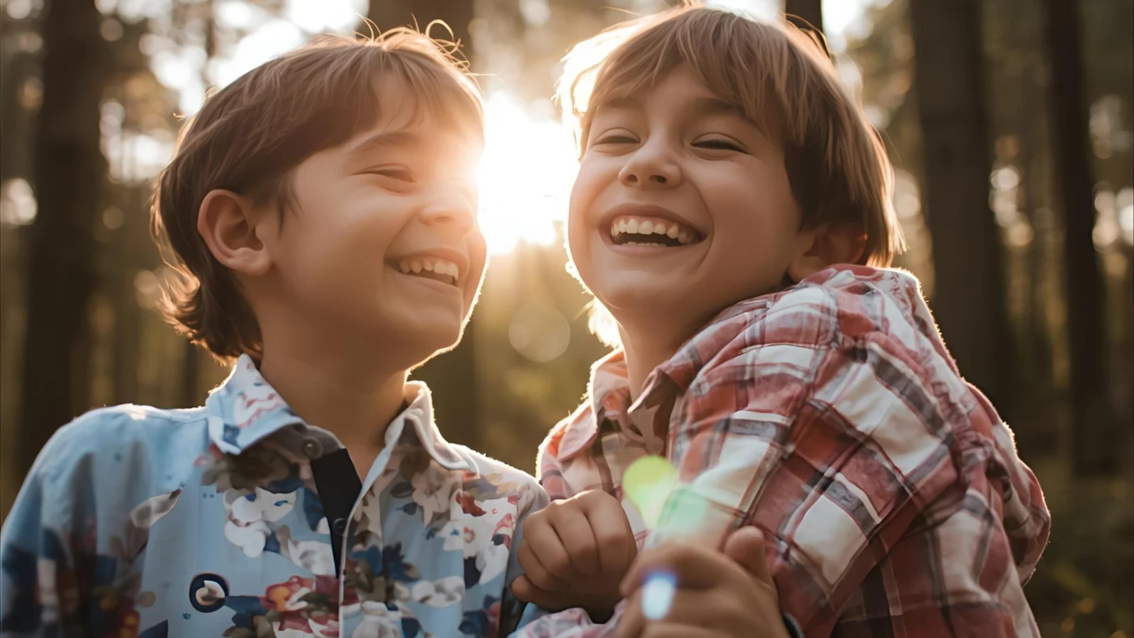 Captions for Instagram with brother and his sister outdoors laughing together in warm natural light.